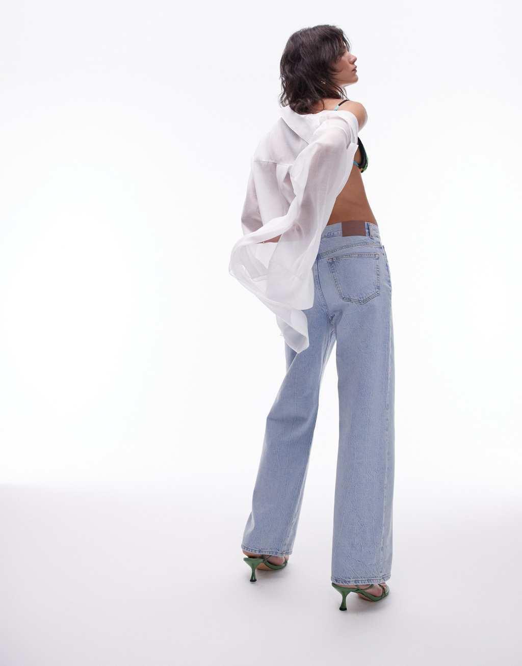 Topshop mid rise Column jeans in vintage bleach Product Image
