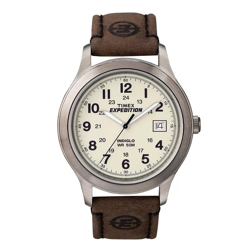 Timex® Men's Expedition Leather Watch - T49870KZ, Size: Large, Brown Product Image