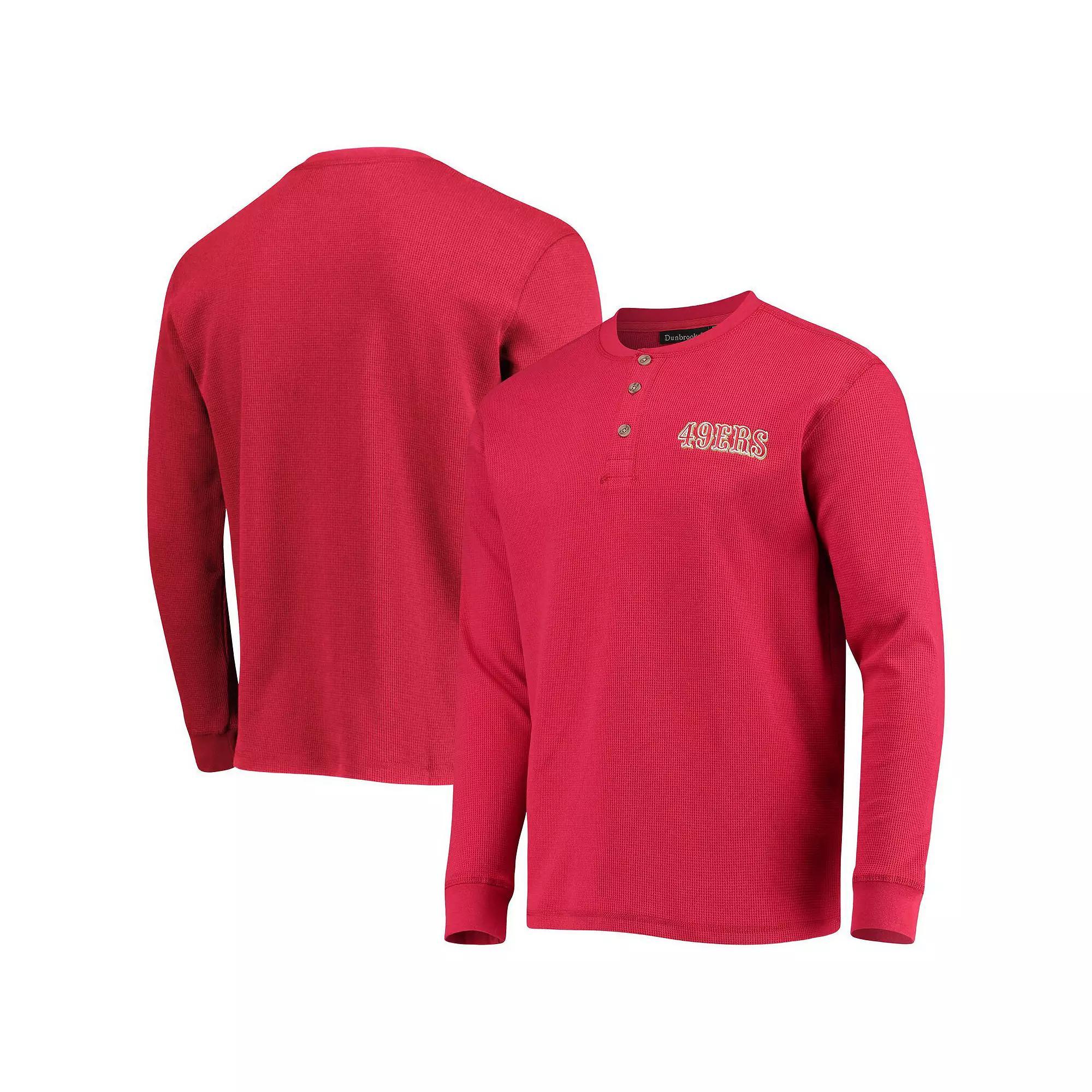 Mens Dunbrooke Scarlet San Francisco 49ers Logo Maverick Thermal Henley Long Sleeve T-Shirt Product Image