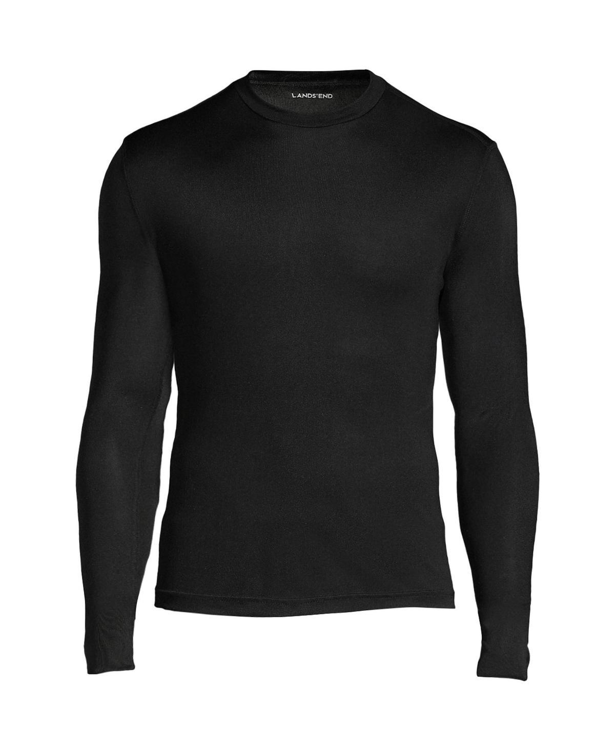 Men's Lands' End Silk Long Underwear Top, Size: Large, Black Product Image