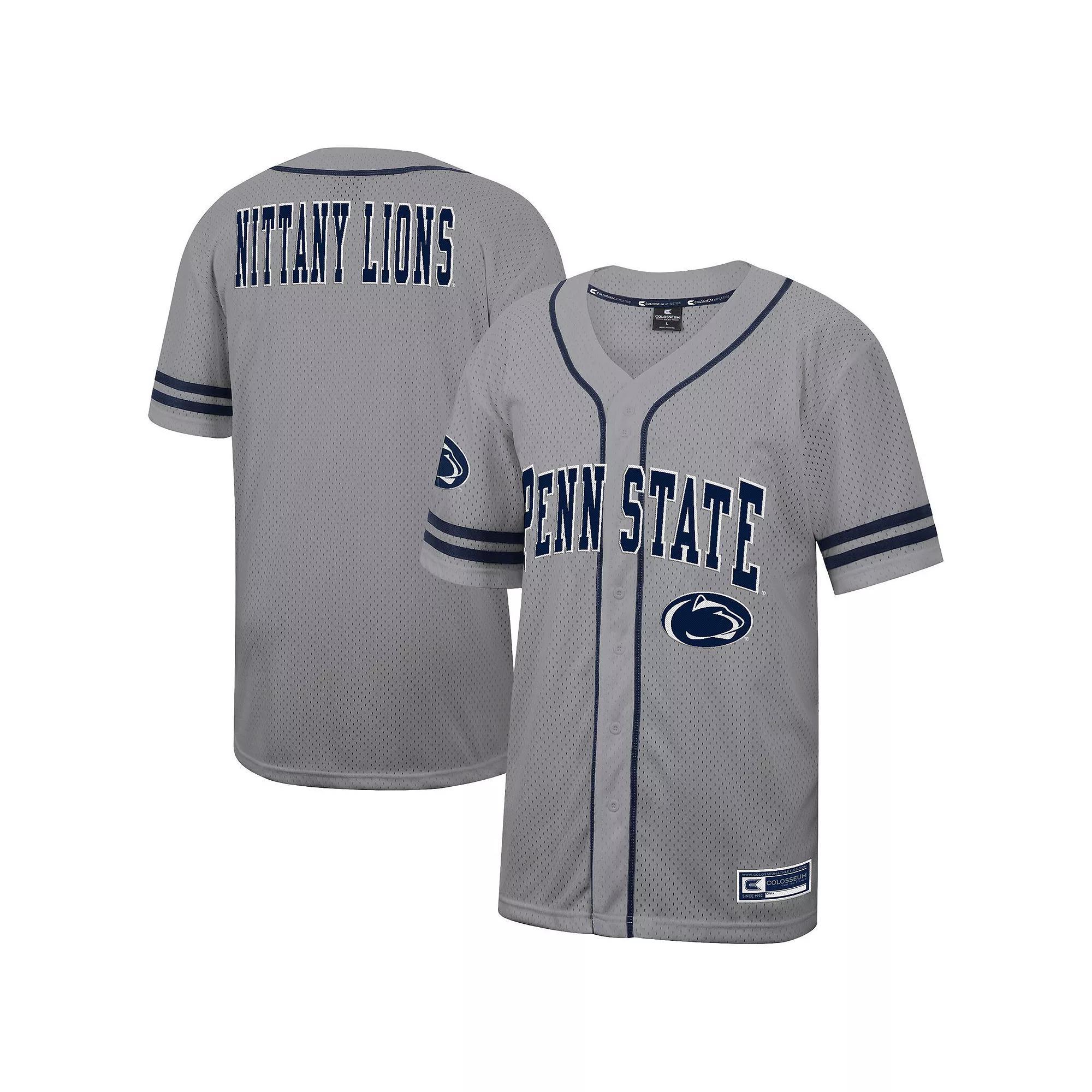 Men's Colosseum Gray Penn State Nittany Lions Free Spirited Baseball Jersey, Size: Medium, Grey Product Image
