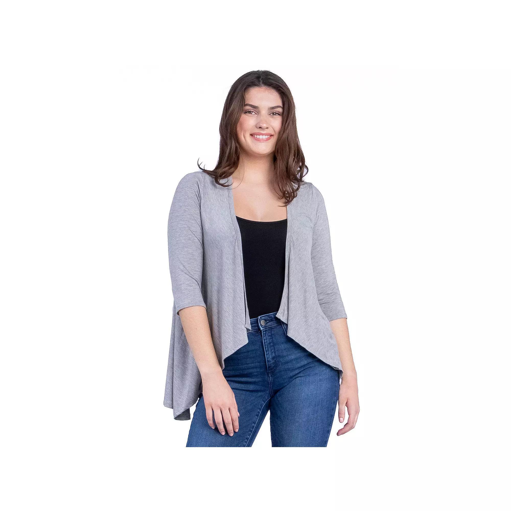 Womens 24Seven Comfort Apparel Elbow Length Sleeve Open Cardigan Red Product Image