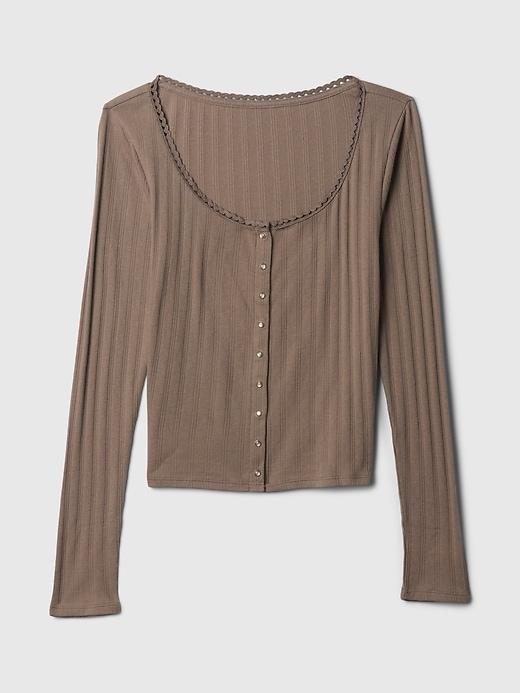 Cropped Pointelle Cardigan Product Image