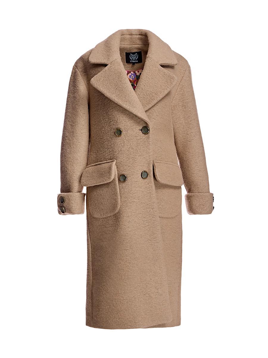 Womens Double Breasted Merino Wool Coat Product Image