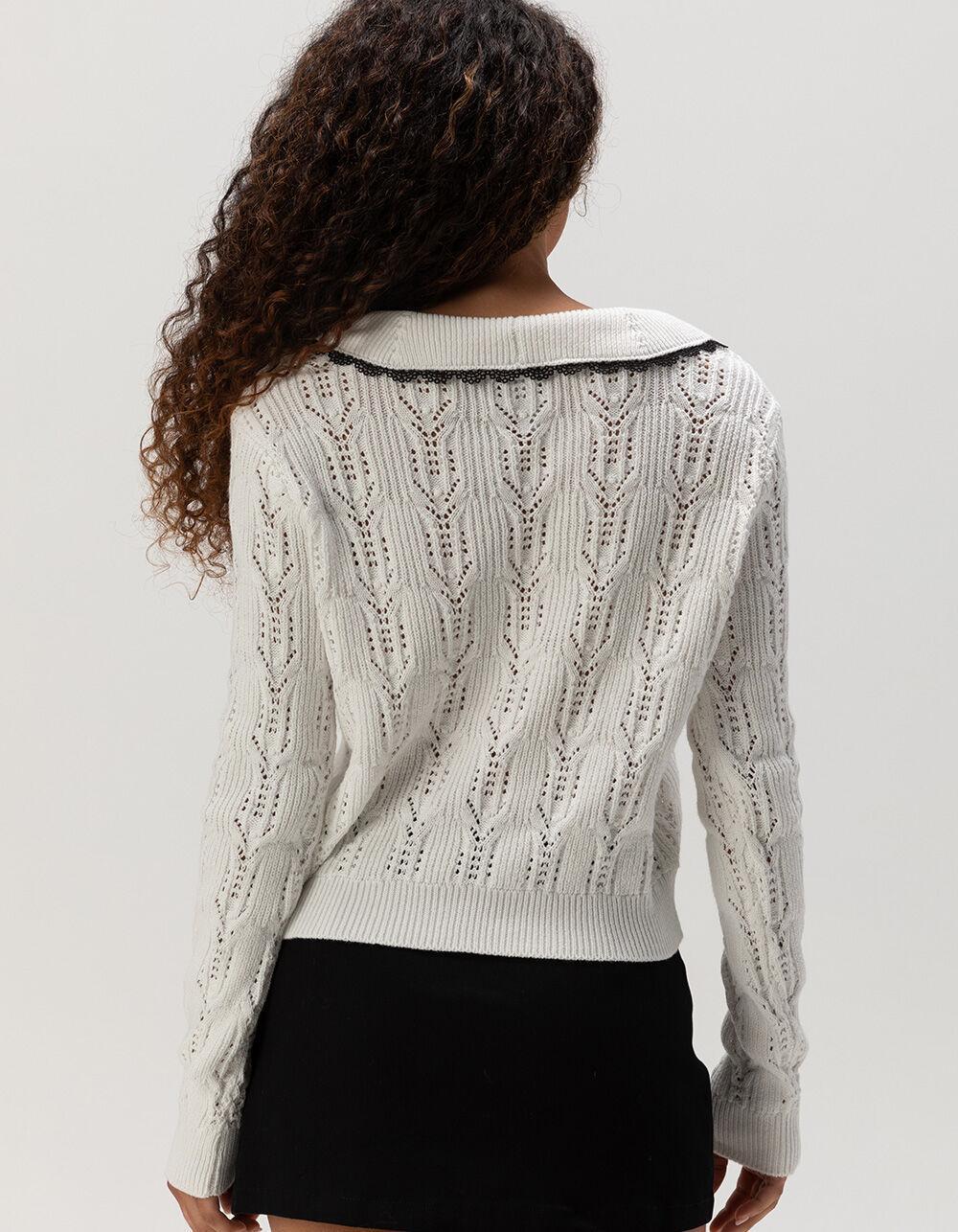 WEST OF MELROSE Collared Womens Cardigan - CREAM Product Image