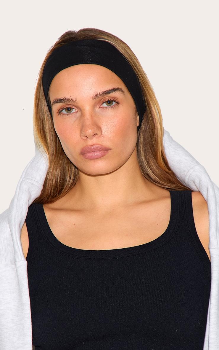 PRETTYLITTLETHING Black Thick Jersey Headband Product Image