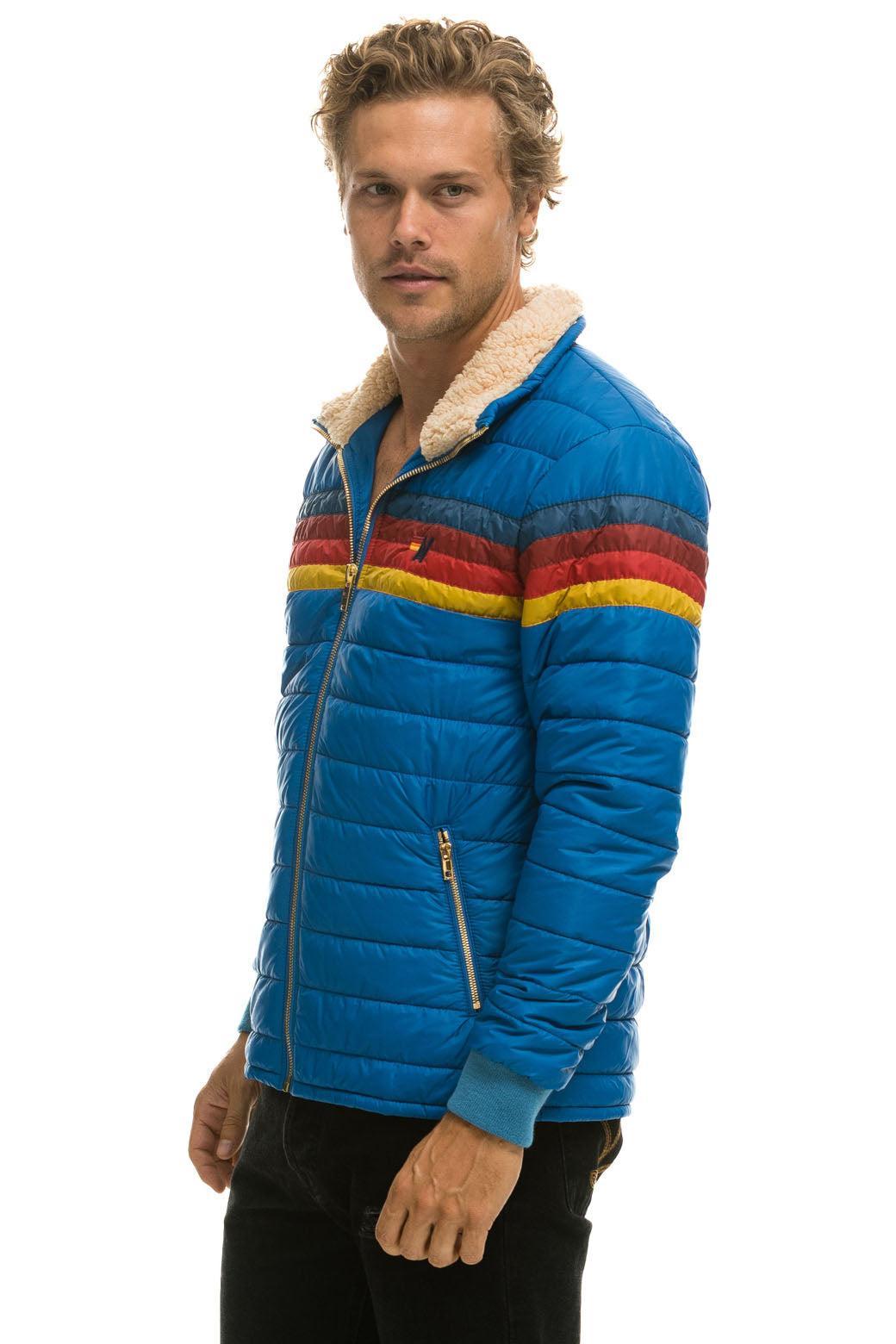 4 STRIPE RAINBOW SLEEVE JACKET  -  SNORKEL BLUE Male Product Image