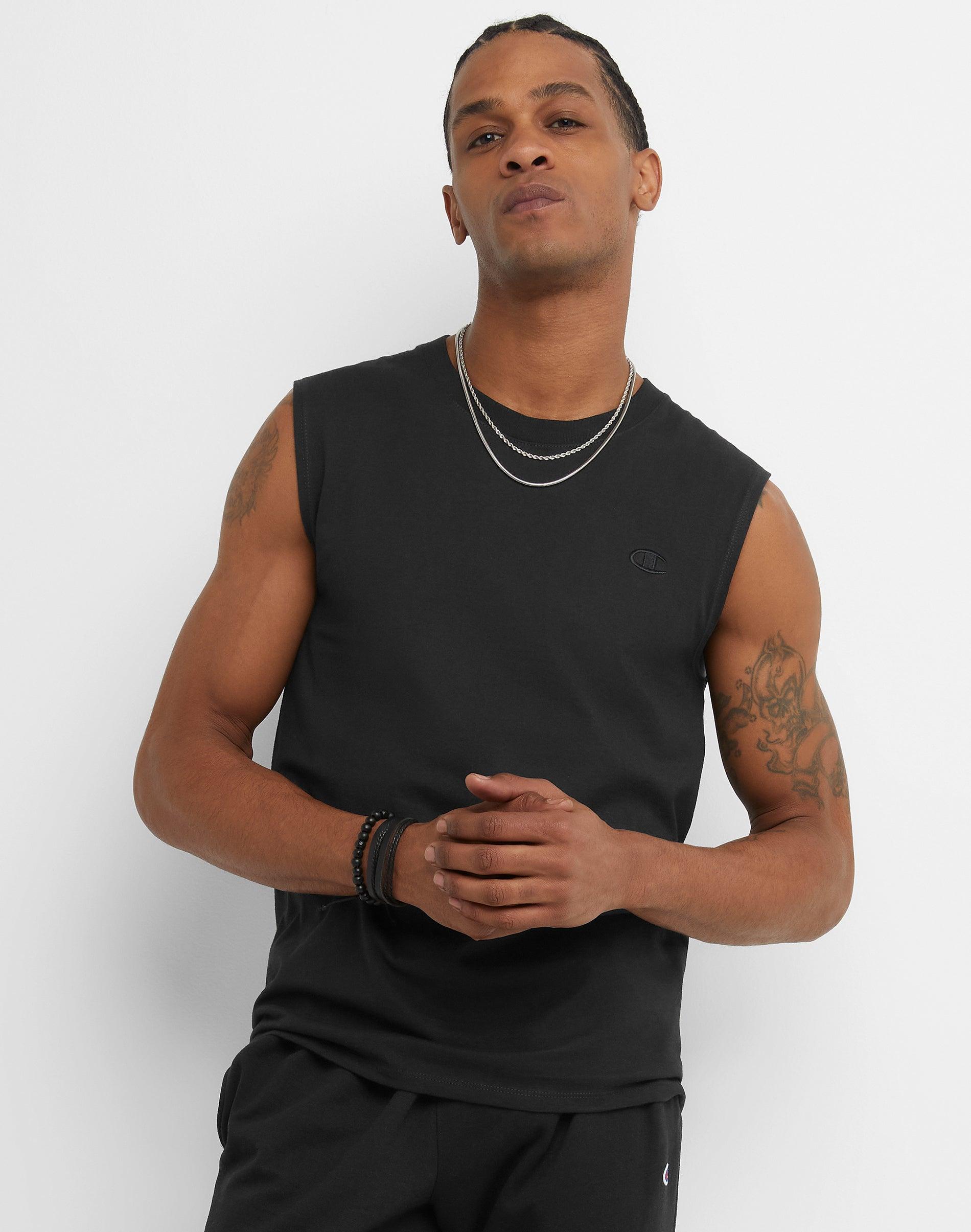 Mens Champion Muscle Tank, C Logo White S Product Image