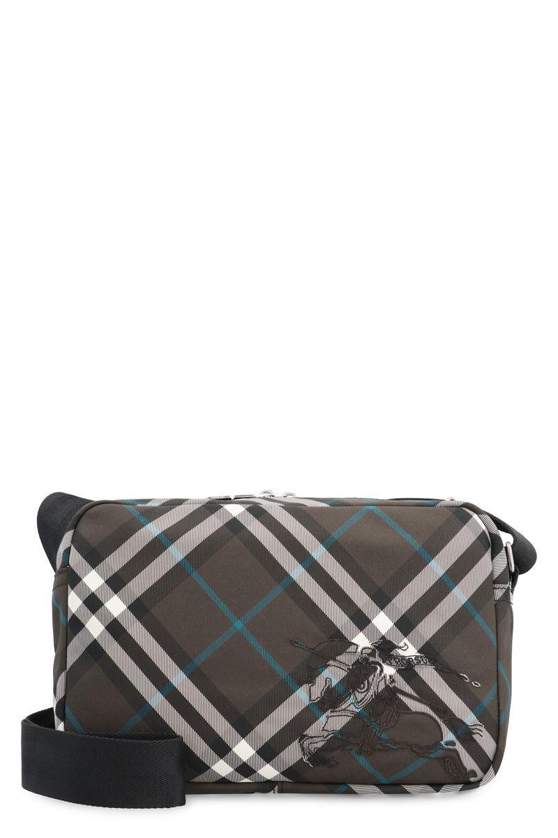 BURBERRY Check Fabric Shoulder Bag In Green Product Image