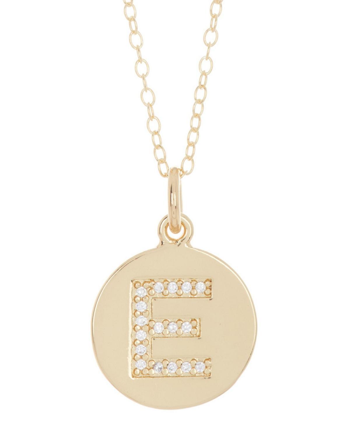 Adornia 14k Gold Plated Cubic Zirconia Engraved Letter Disc Pendant Necklace, Women's, Size: 18", Gold Tone T Product Image