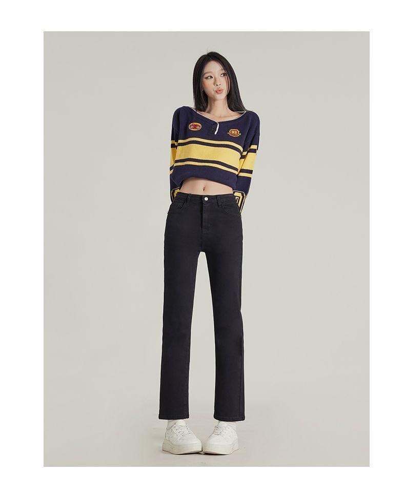 Low Rise Cropped Straight Leg Jeans (Various Designs) Product Image