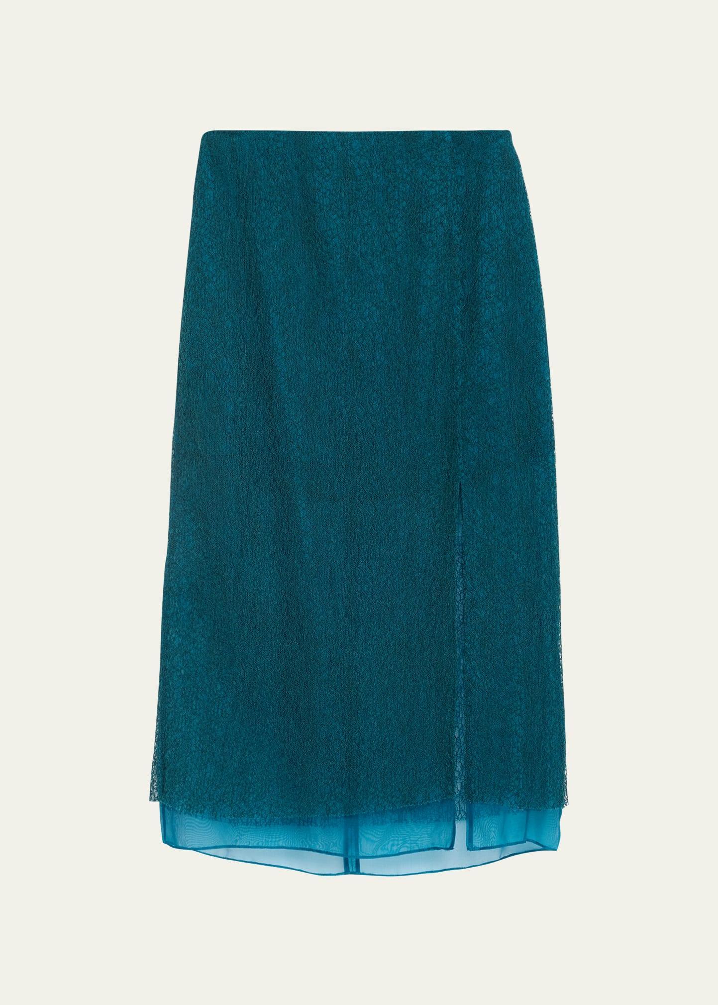 Womens Geometric Cotton-Blend Lace Layered Midi-Skirt Product Image