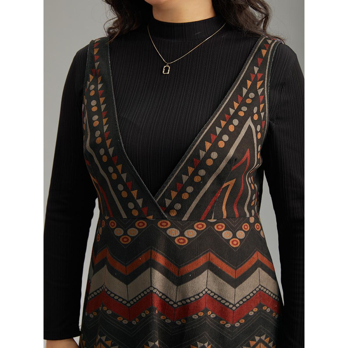 Plus Size Bandana Print Pocket Sleeveless Dress Multicolor Women Vacation Printed V-neck Sleeveless Curvy Midi Dress BloomChic 22-24/3X Product Image