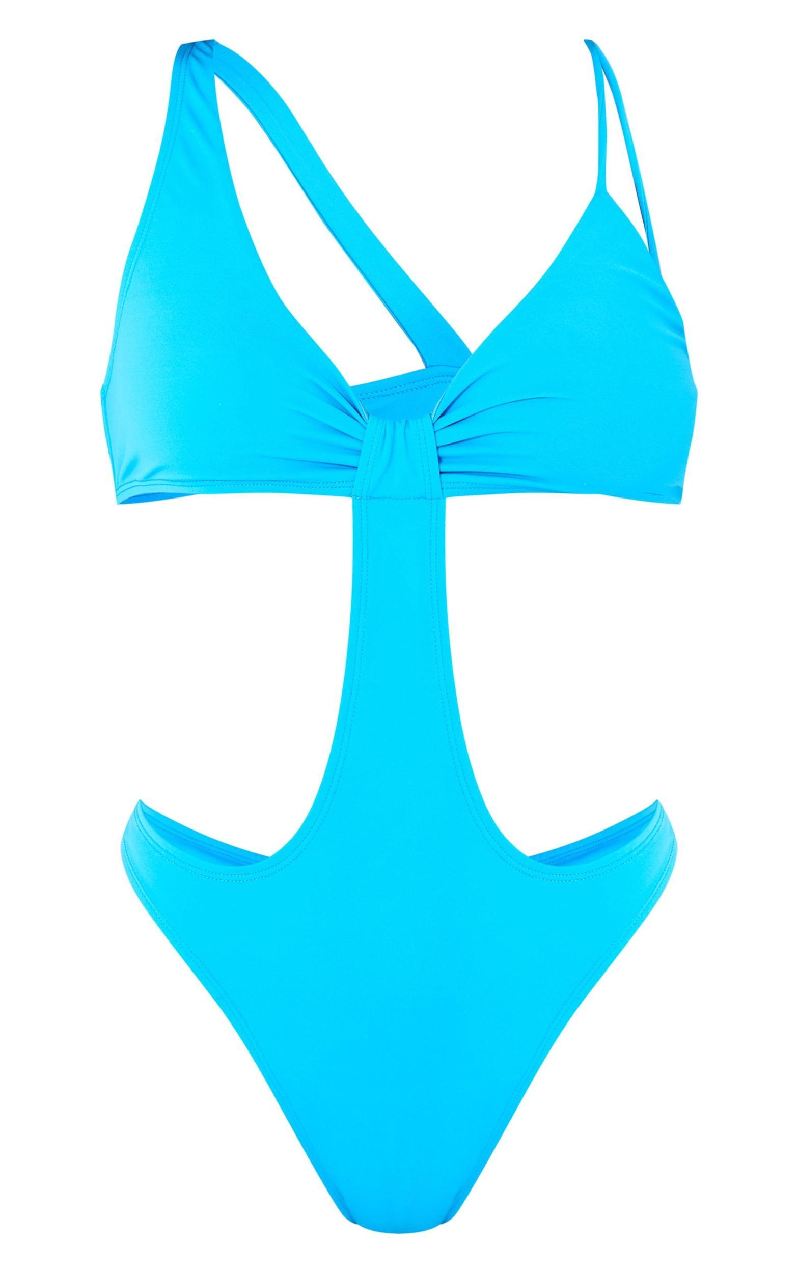 Blue Ruched Cut Out Swimsuit Product Image
