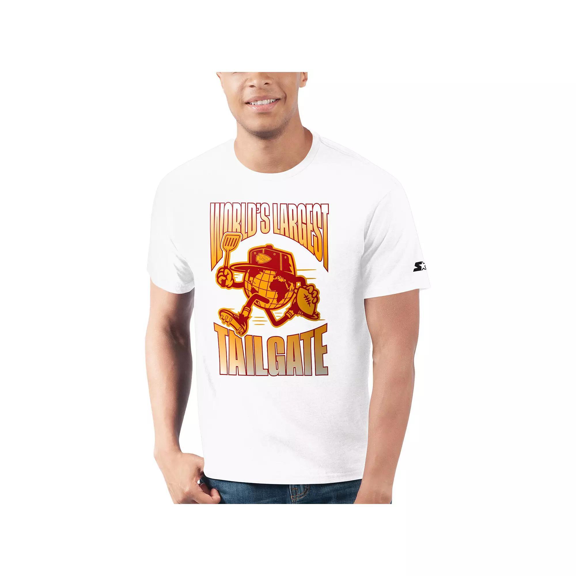 Men's Starter  White Kansas City Chiefs World's Largest Tailgate Prime Time T-Shirt, Size: XL Product Image
