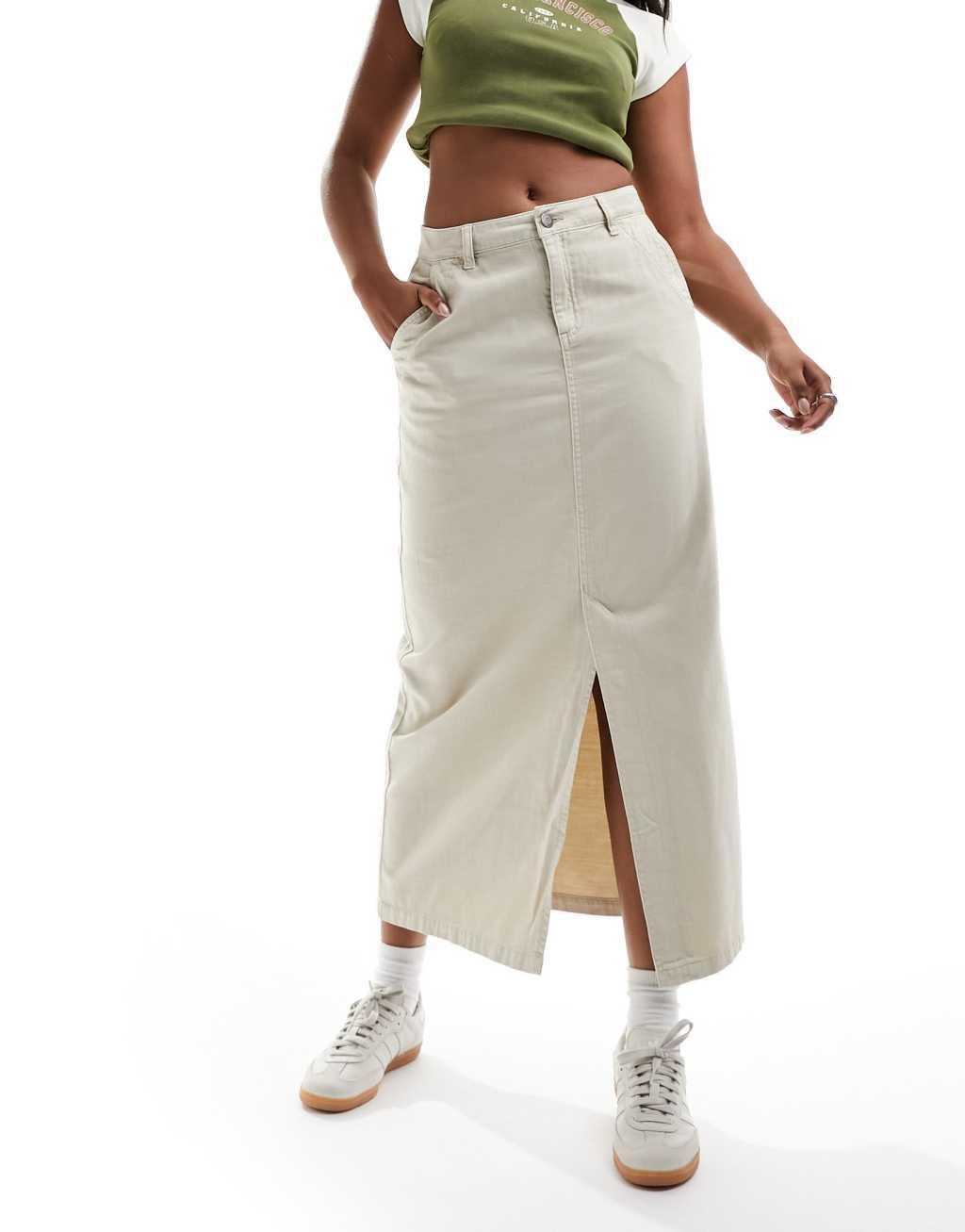 Cotton On ryder utility maxi skirt in stone  Product Image