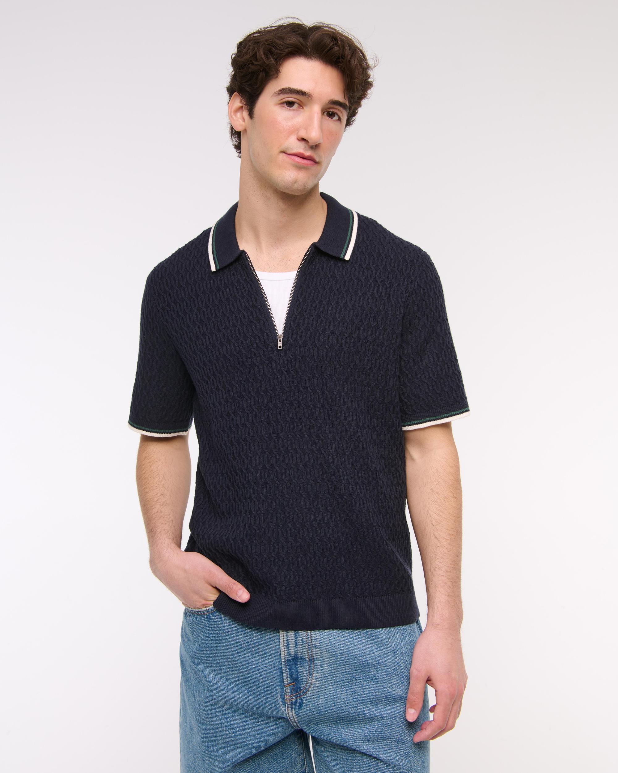 Tipped Zip Sweater Polo Product Image