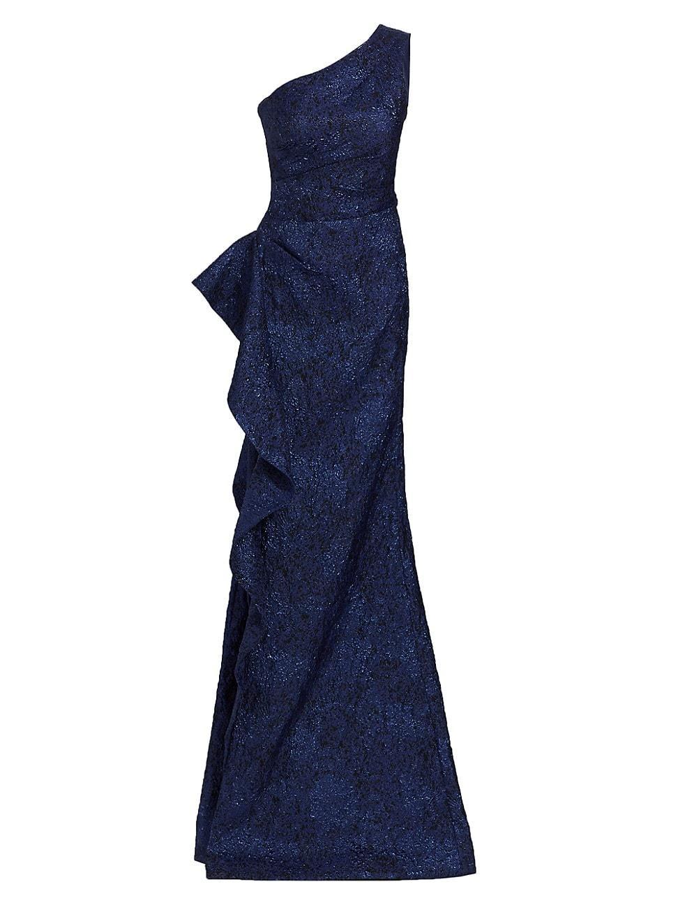 Teri Jon by Rickie Freeman Metallic Jacquard One Shoulder Gown Product Image