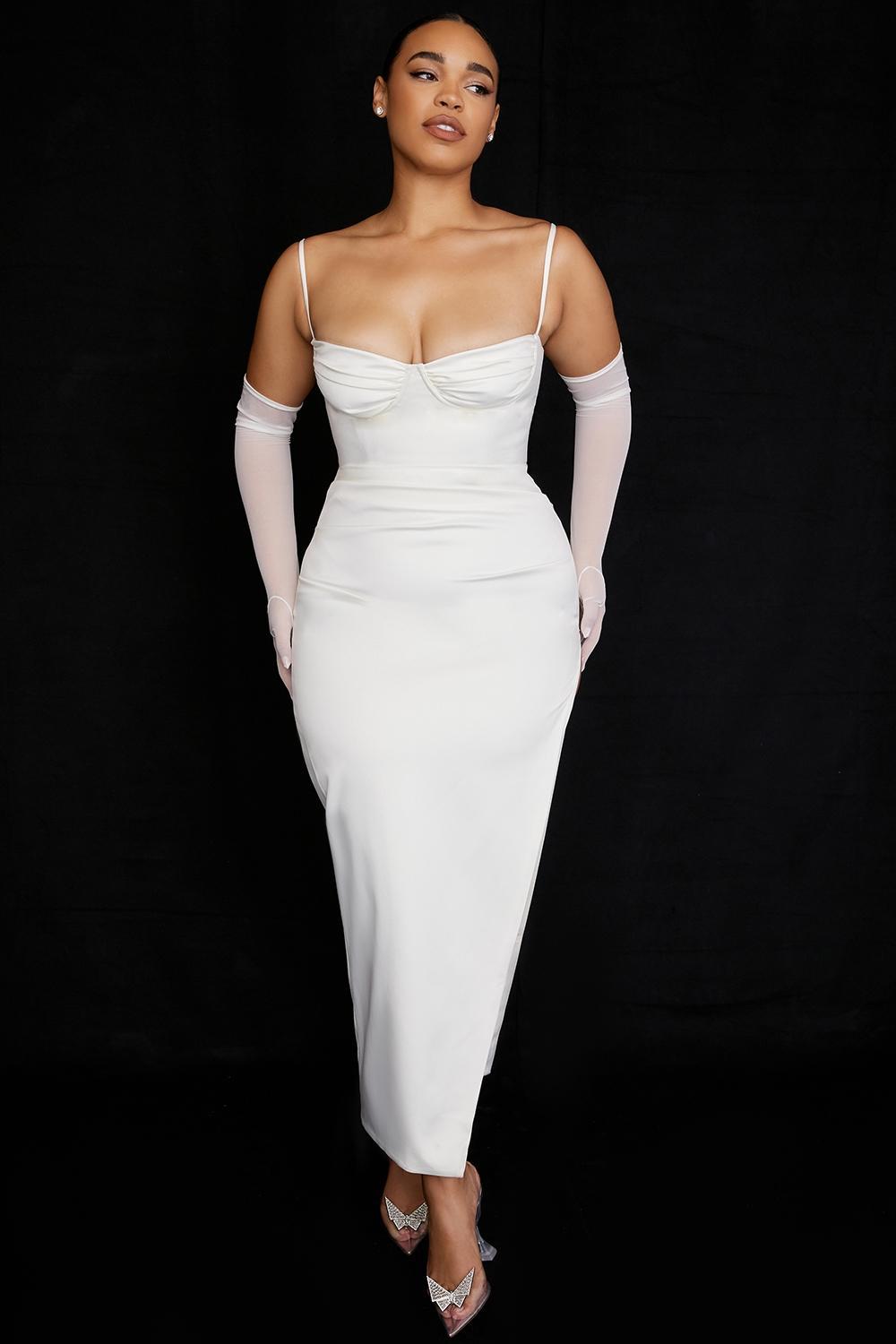 Flora  ivory satin corset dress Product Image