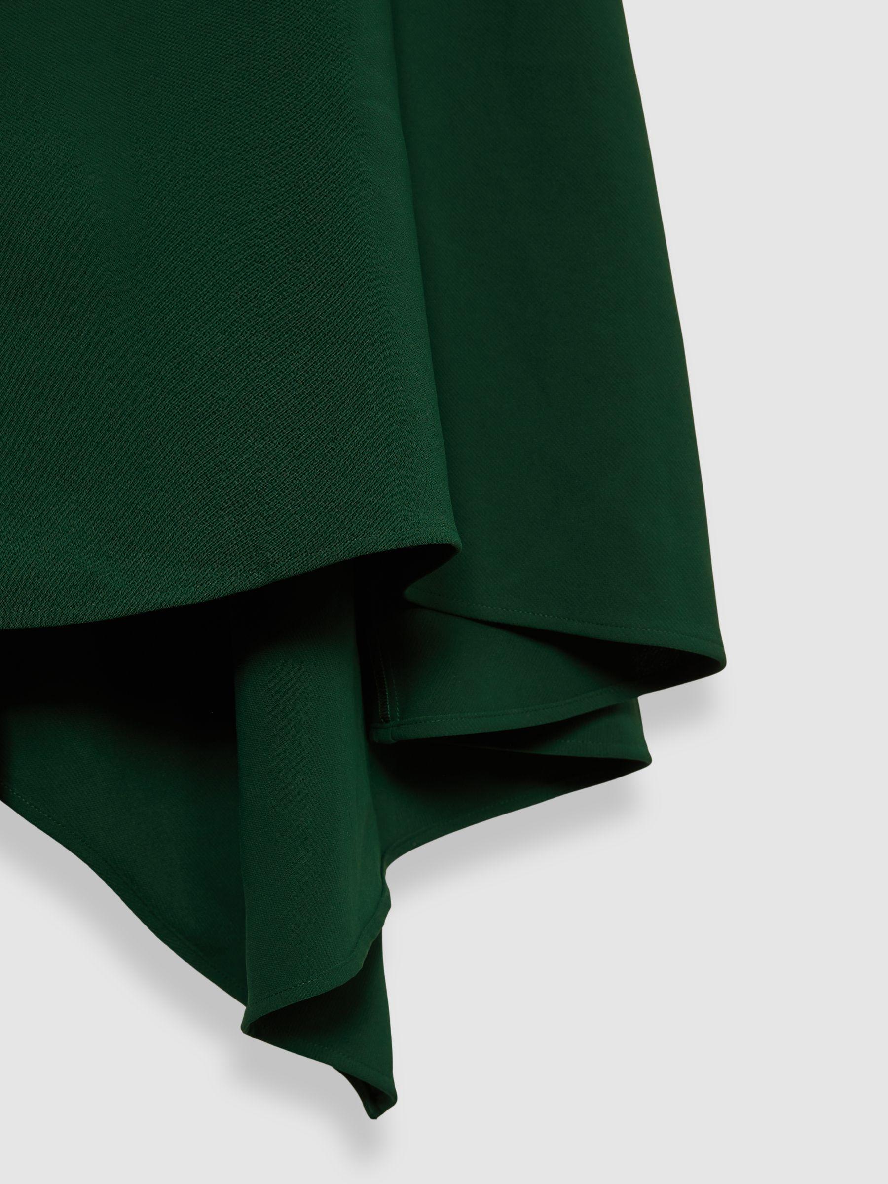 High-Neck Drape Back Mini Dress in Green Product Image