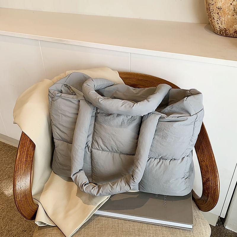 Plain Quilted Nylon Tote Bag Product Image