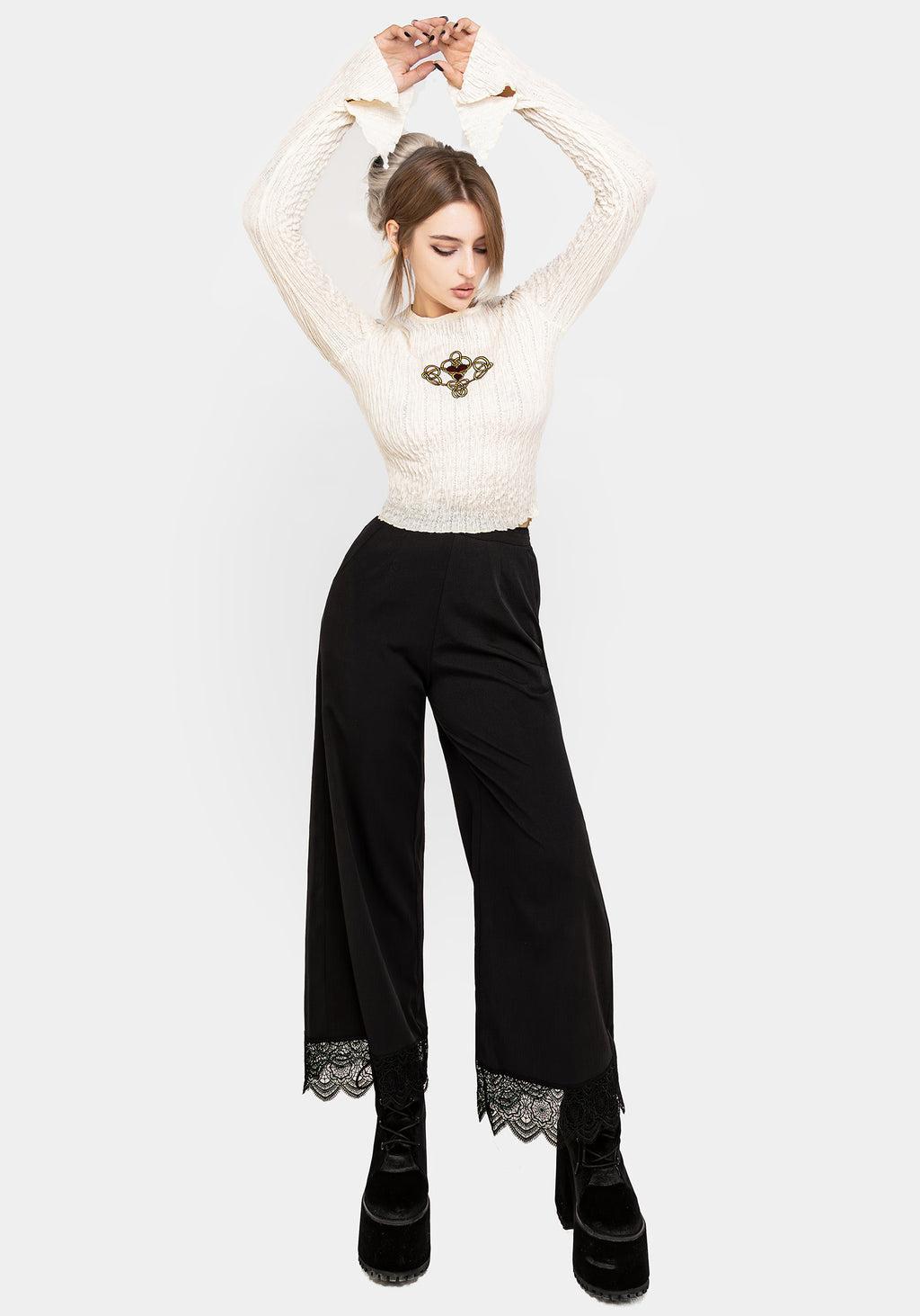 Mariana Embroidered Flute Sleeve Top Product Image