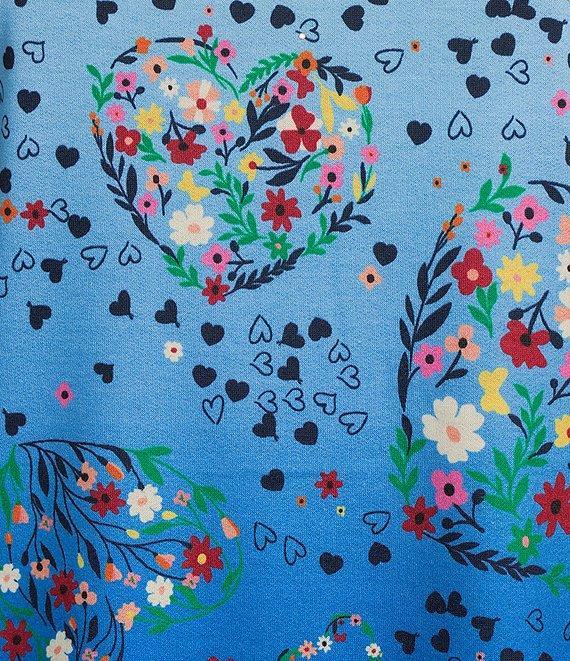 Allison Daley Floral Hearts Print 3/4 Sleeve Crew Neck Knit Top Product Image