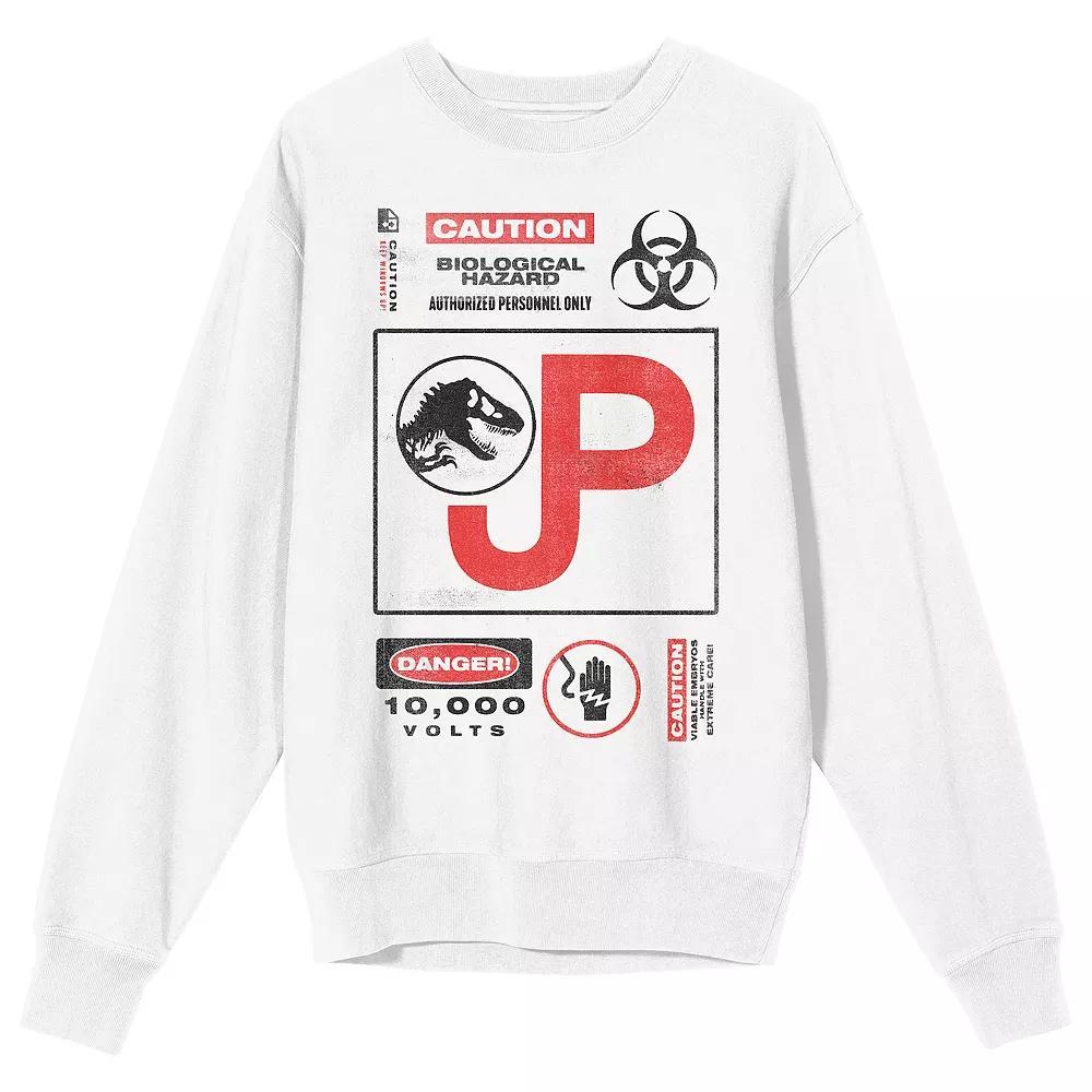 Mens Jurassic Park Caution Hazard Graphic Sweatshirt Product Image