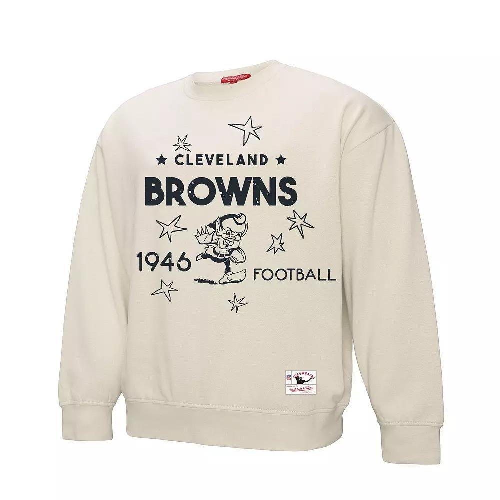 Women's Mitchell & Ness Cream Cleveland Browns Shooting Stars Pullover Sweatshirt, Size: Large, Beige Product Image