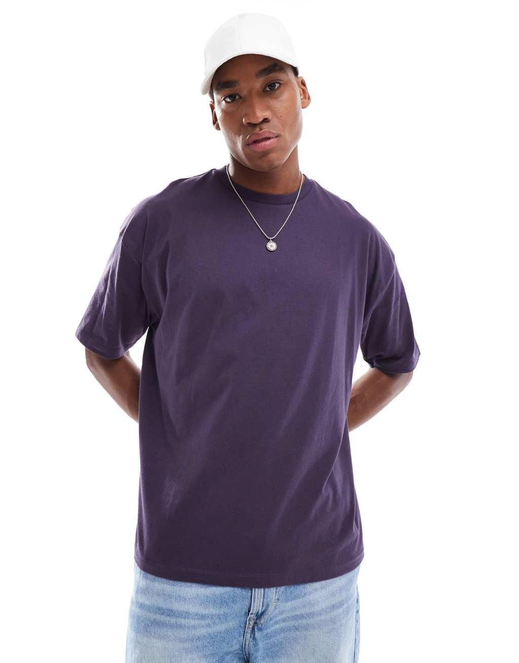 ASOS DESIGN oversized t-shirt in dark blue with back print Product Image