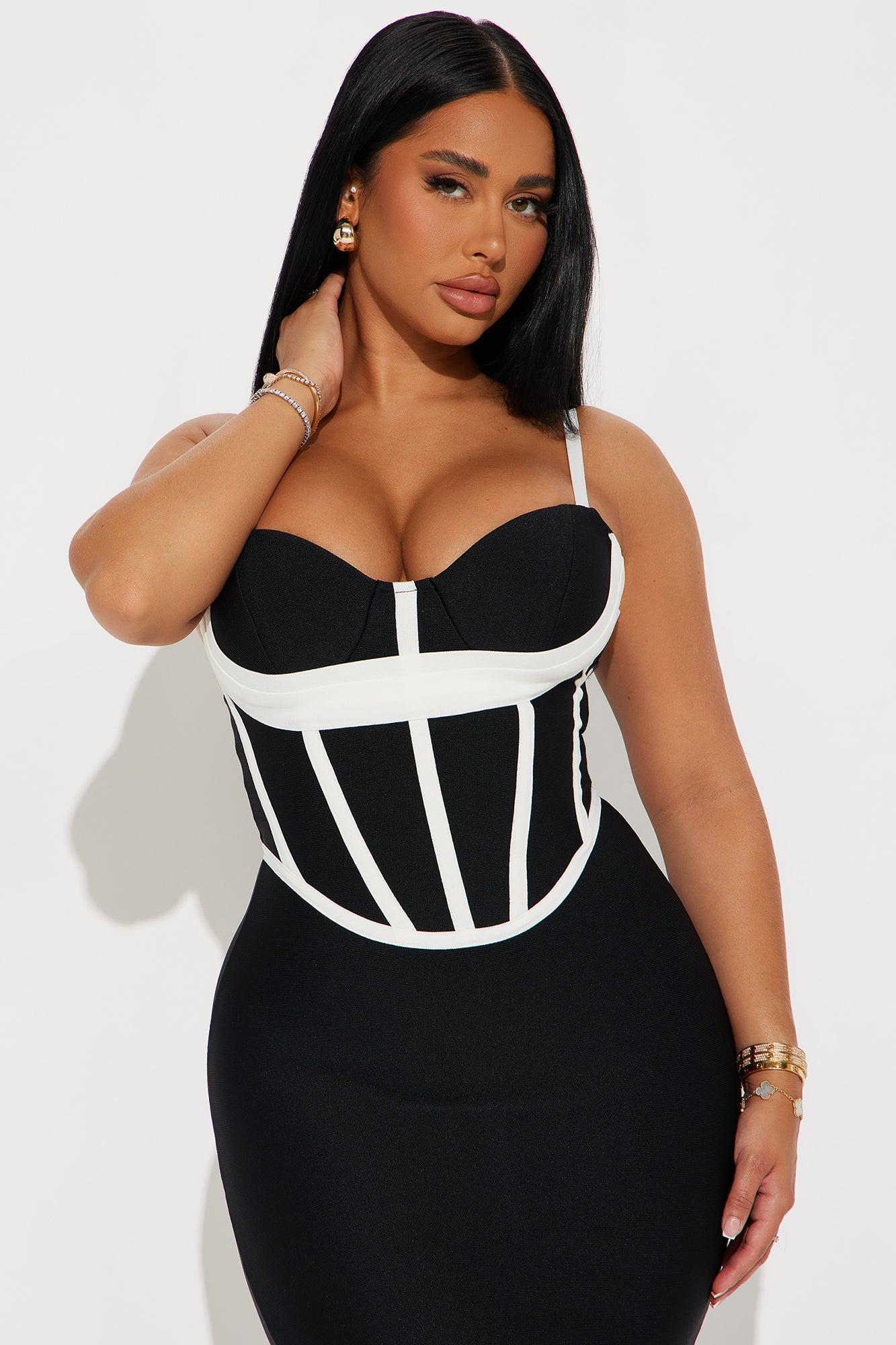 Linda Bandage Midi Dress - Black/White Product Image