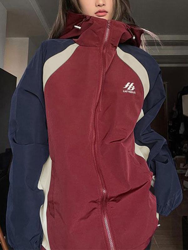 Outdoor Color Block Splice Hooded Jacket Product Image