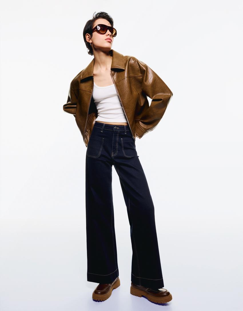 Seamless wide-leg jeans Product Image