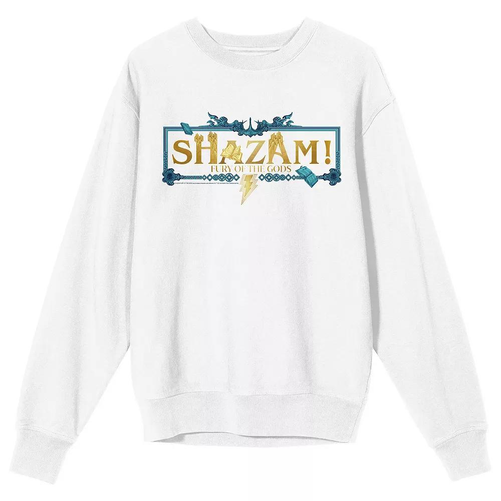 Men's Shazam 2 Fury Of The Gods Shazam Text with Boarder Long Sleeve Graphic Tee, Size: Medium, White Product Image