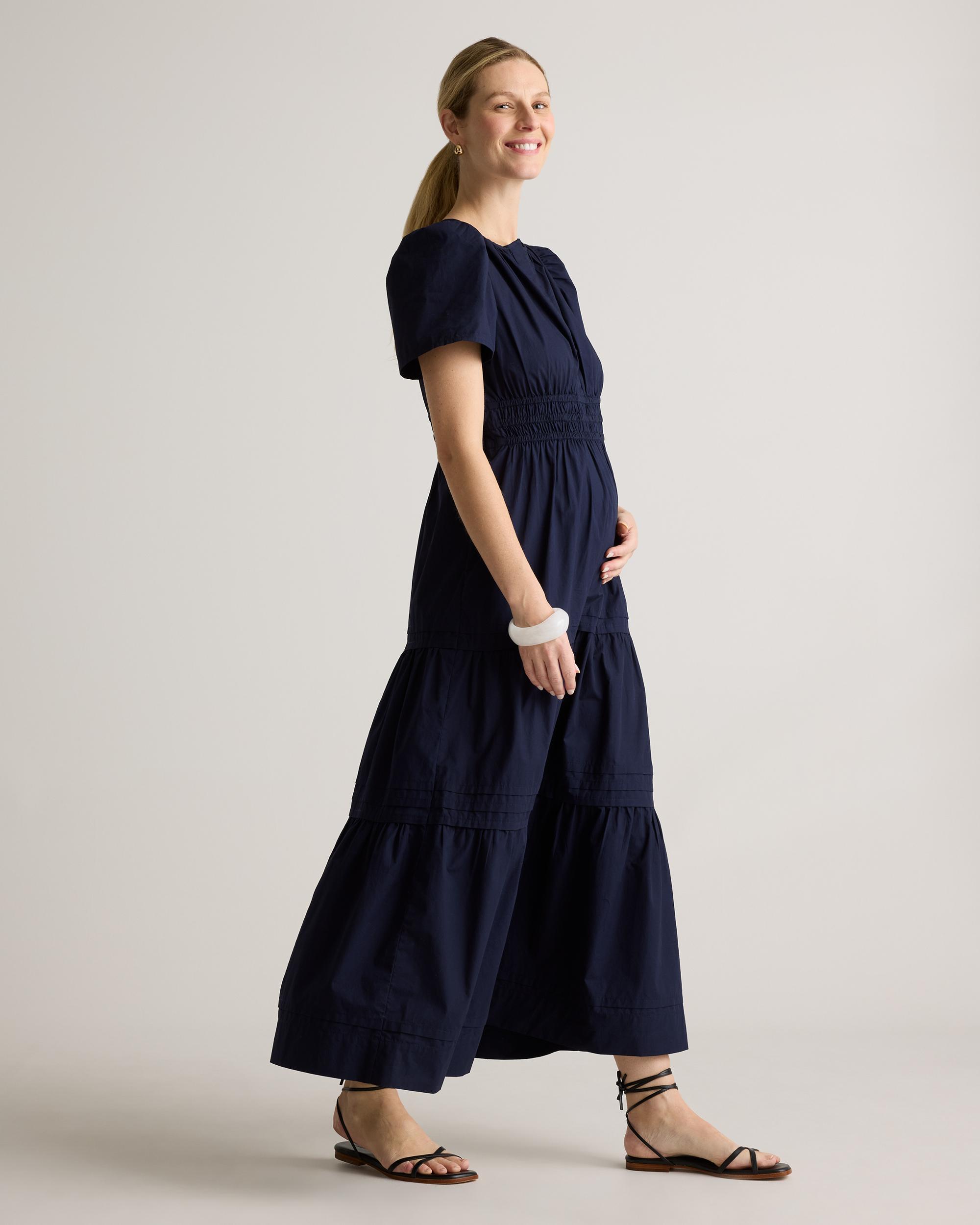 Quince | Women's Poplin Maternity Tiered Maxi Dress Organic Cotton Product Image