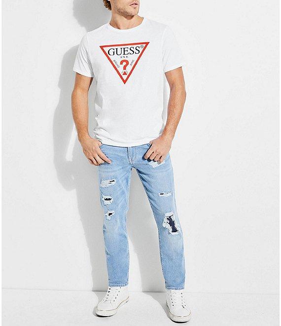 Guess Short-Sleeve Slim Fit Classic Triangle Logo Graphic T-Shirt Product Image