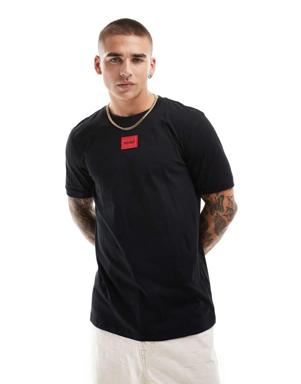 Hugo Diragolino box logo t-shirt in black Product Image