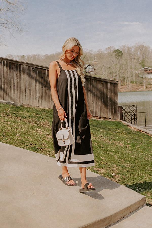 Beachside Bliss Linen-Blend Midi Dress in Black Product Image