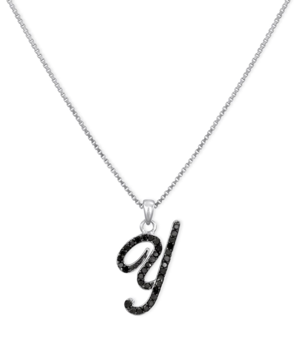 Jewelexcess Sterling Silver 1/4-ct. T.W. Black Diamond Initial Pendant, Women's, Size: 18", Y Product Image
