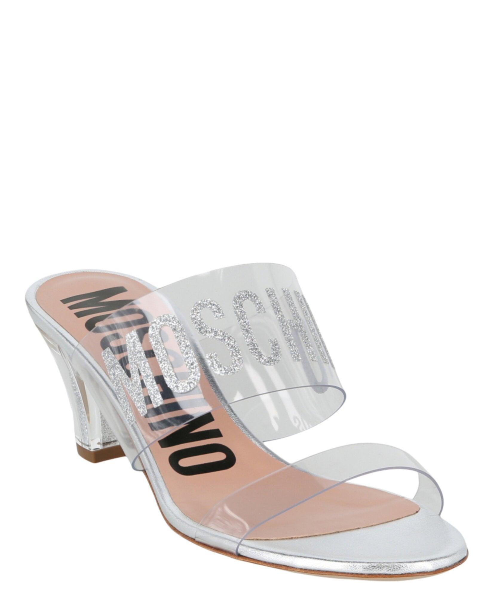 Moschino Glitter Logo Heel Sandals Female Product Image