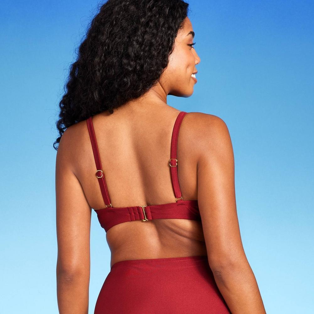 Womens Tie Detail Underwire Bikini Top - Shade & Shore Red Shine 36B Product Image
