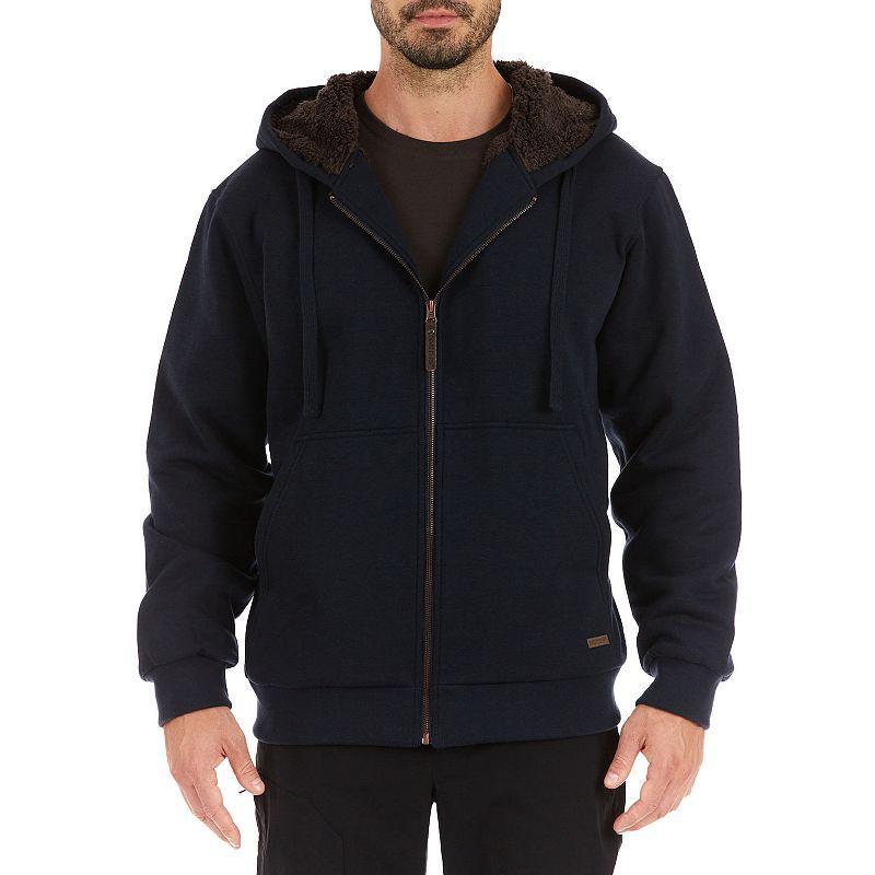 Men's Smith's Workwear Buffalo Plaid Sweater Fleece Hooded Jacket, Size: XL, Grey Grey Black Product Image