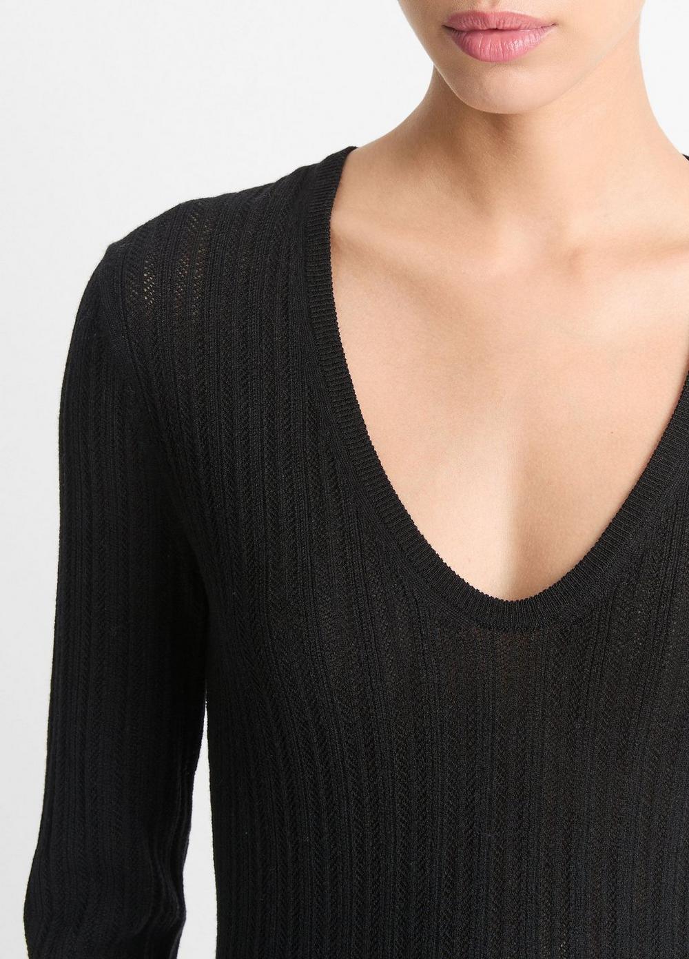 Womens Pointelle-stitch Italian Wool-Blend Sweater, Off White, Size XL Vince Product Image