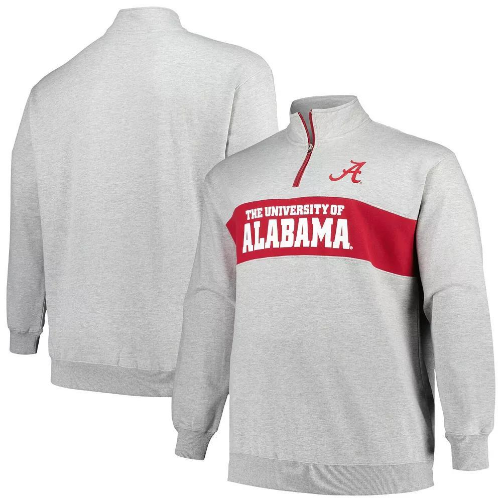 Men's Profile Heather Gray Alabama Crimson Tide Big & Tall Fleece Quarter-Zip Jacket, Size: 3XB, Grey Product Image