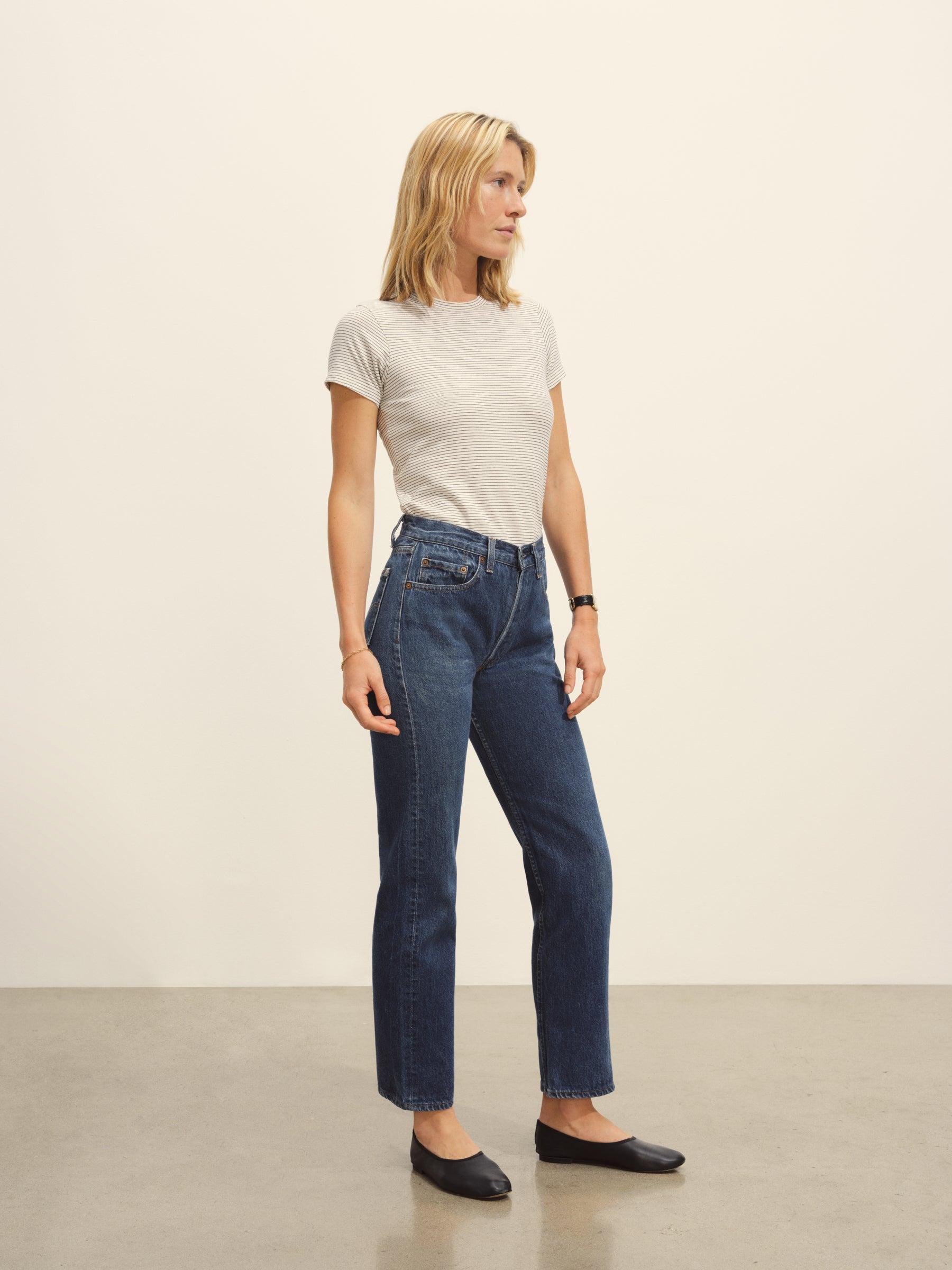 Natural/Black Seaport Stripe Slim Crew Product Image