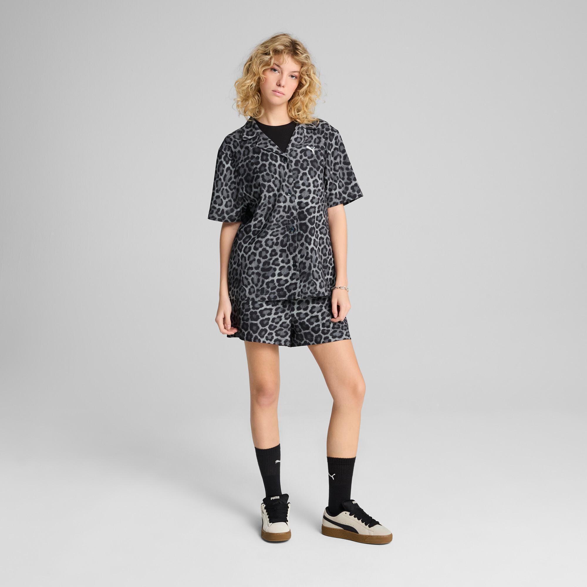 LEO LUXE Women's Relaxed All-Over Print Woven Shirt Product Image