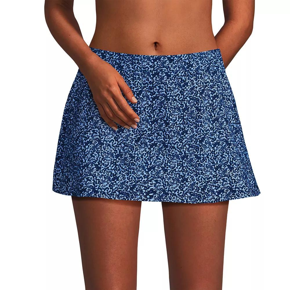 Women's Lands' End Chlorine Resistant Tummy Control Swim Skirt, Size: 2, Navy Blue Lilies Product Image