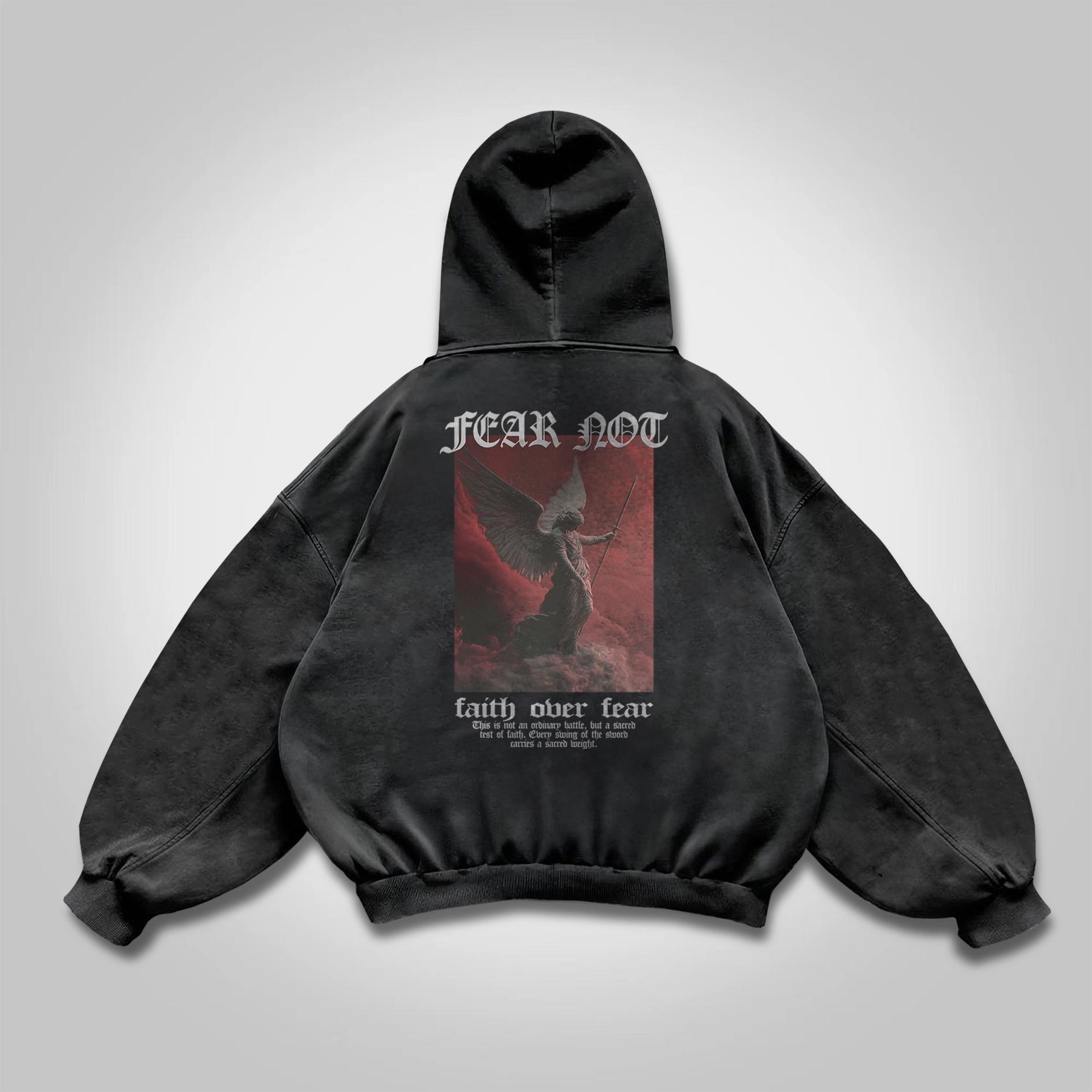 Sopula Fear Not-Faith Over Fear Print Graphic Washed Cotton Hoodie Product Image