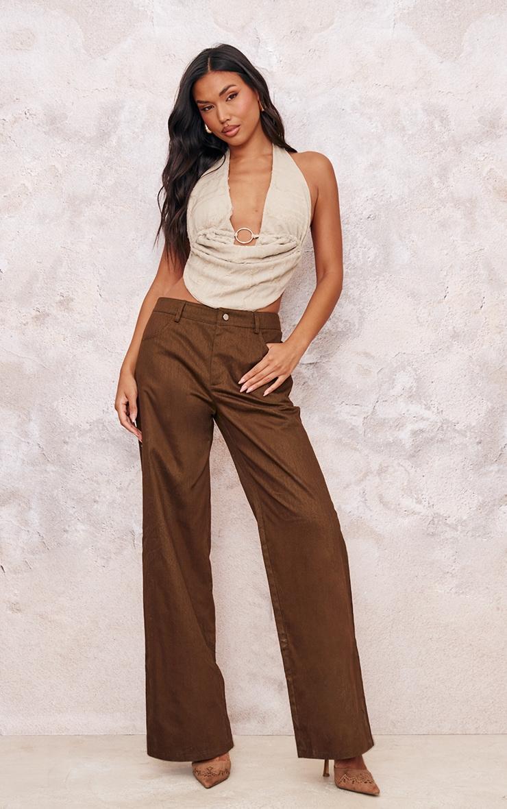 Sage Green Texured Ring Detail Haler Neck Top Product Image