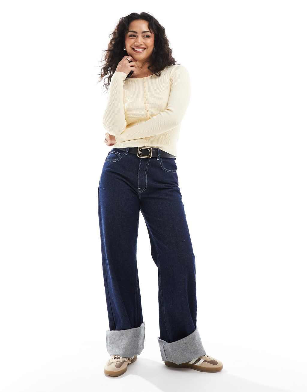 Stradivarius fitted ribbed cardigan in yellow Product Image